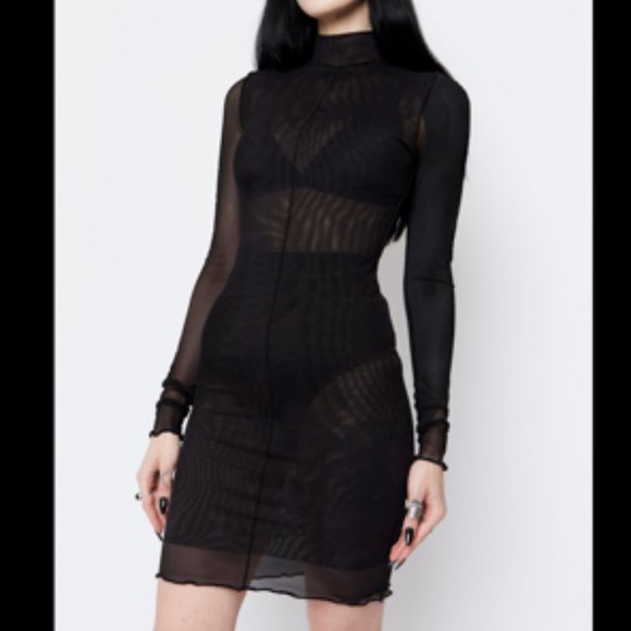 NWOT MARY WYATT GEMINI HIGH NECK MESH DRESS - Picture 5 of 5